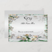 Elegante witte bloemtafel plaatskaart (Voorkant / Achterkant)