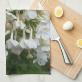 Elegante Witte Bloesem Bloemige Keukenhanddoek (Quarter Fold)