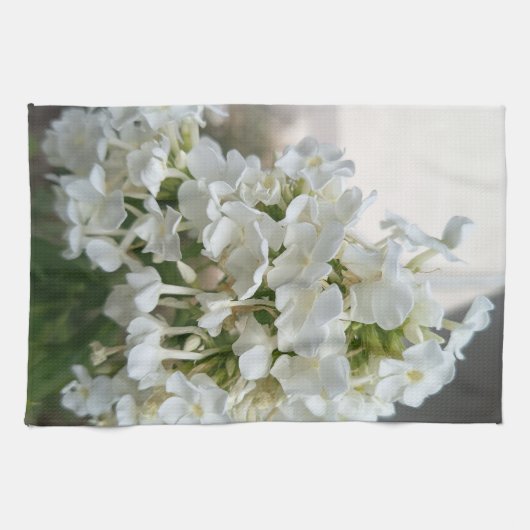 Elegante Witte Bloesem Bloemige Keukenhanddoek (Horizontaal)