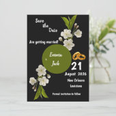 Elegante Witte Bloesem Branch Bewaar de Datum Bloe Save The Date (Staand voorkant)