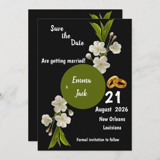 Elegante Witte Bloesem Branch Bewaar de Datum Bloe Save The Date (Voorkant / Achterkant)