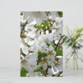 Elegante witte bloesem foto briefpapier (Staand voorkant)