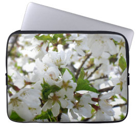 Elegante witte bloesem foto laptop sleeve