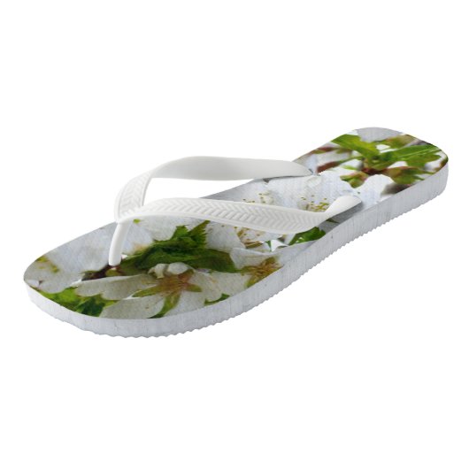 Elegante witte bloesem foto teenslippers (Schuin)