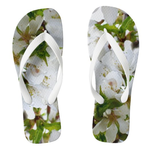 Elegante witte bloesem foto teenslippers (Voetbed)
