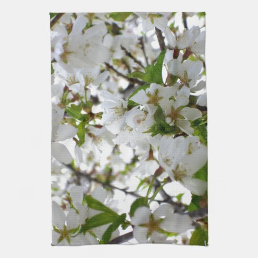 Elegante witte bloesem foto theedoek (Verticaal)