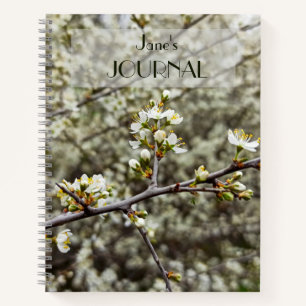 Elegante Witte Bloesem Lente Bloesem Persoonlijk Notitieboek