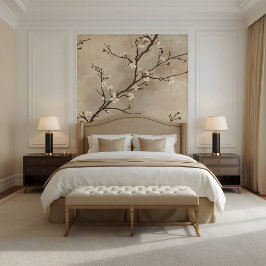 Elegante Witte Bloesem Minimale Tak Behang