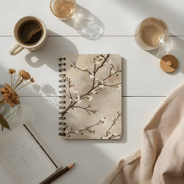 Elegante Witte Bloesem Minimale Tak Notitieboek