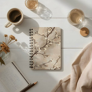 Elegante Witte Bloesem Minimale Tak Notitieboek