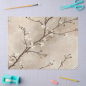 Elegante Witte Bloesem Minimale Tak Tissuepapier (Craft)