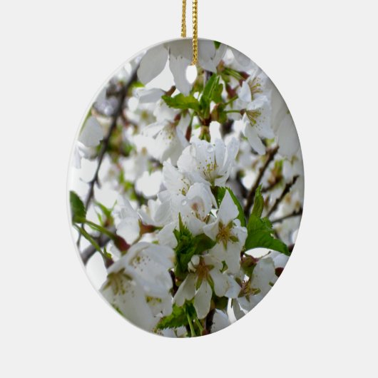 Elegante witte bloesem witte bloeiende boom keramisch ornament (Rechts)