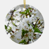 Elegante witte bloesem witte bloeiende boom keramisch ornament (Voorkant)