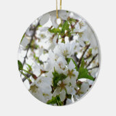 Elegante witte bloesem witte bloeiende boom keramisch ornament (Links)