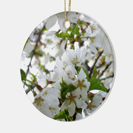 Elegante witte bloesem witte bloeiende boom keramisch ornament (Links)
