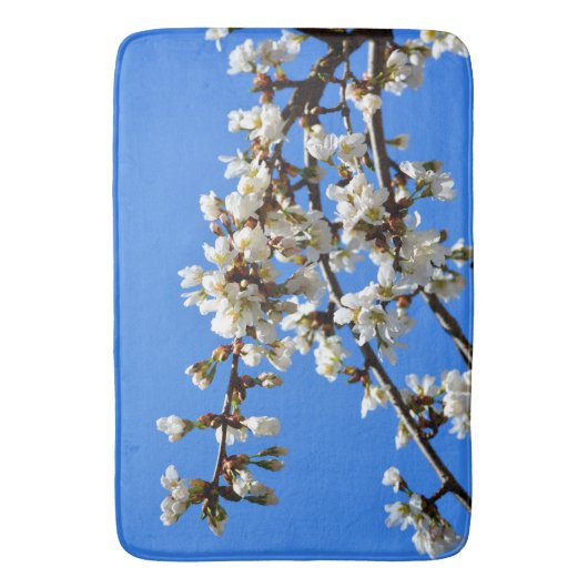 Elegante witte bloesems badmat (Voorkant Verticaal)