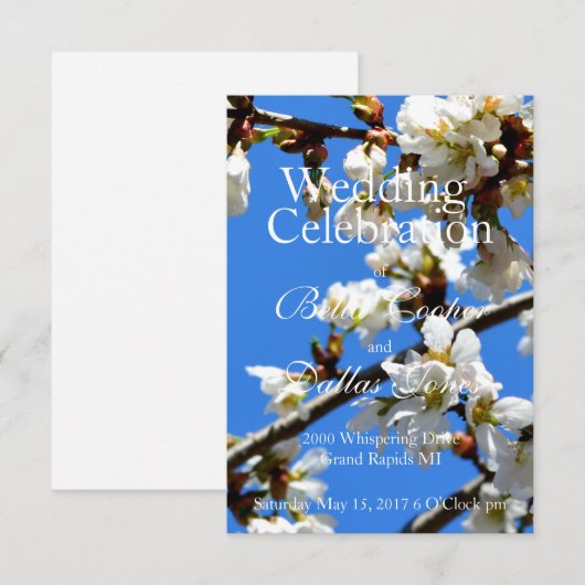 Elegante witte bloesems kaart (Voorkant / Achterkant)