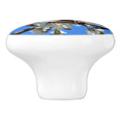 Elegante witte bloesems keramische knop (Zijkant)