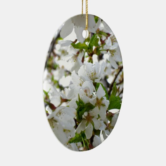 Elegante witte bloesems witte bloemen witte bloeme keramisch ornament (Rechts)