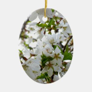 Elegante witte bloesems witte bloemen witte bloeme keramisch ornament