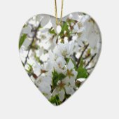 Elegante witte bloesems witte bloemen witte bloeme keramisch ornament (Links)