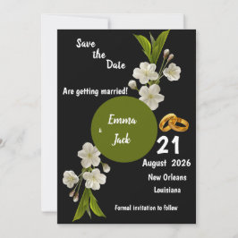 Elegante Witte Bloesemtak Save-the-Date Bloemen Save The Date