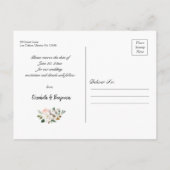 Elegante witte blozende magnolia bloemige save the briefkaart (Achterkant)