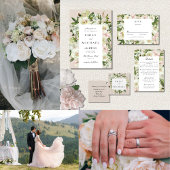 Elegante witte blush pioen tuin bruiloft kaart