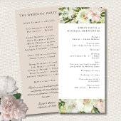 Elegante witte blush pioen tuin bruiloft programmakaart