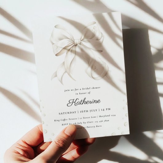 Elegante witte bogen en parels Vrijgezellenfeest Kaart