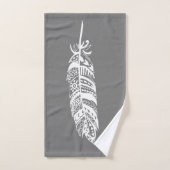 Elegante witte Boheemse Tribal Feathers & Grey Bad Handdoek (Handdoek)