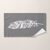 Elegante witte Boheemse Tribal Feathers & Grey Bad Handdoek (Handdoek)