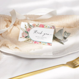 Elegante witte bohemien bloemrijke bedankkaart kaart