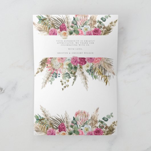 Elegante witte bohemien bloemrijke bedankkaart kaart (Binnen)