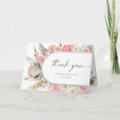 Elegante witte bohemien bloemrijke bedankkaart kaart (Voorkant)