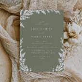 Elegante Witte Boho Leaf Sage Green Wedding Kaart
