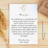 Elegante witte boog binden van de knoop bruiloft bedankkaart