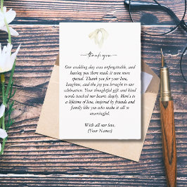 Elegante witte boog die de knoop van de trouwfoto bedankkaart