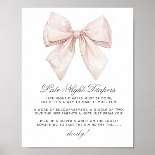 Elegante witte boog late night luiers Baby shower Poster (Voorkant)