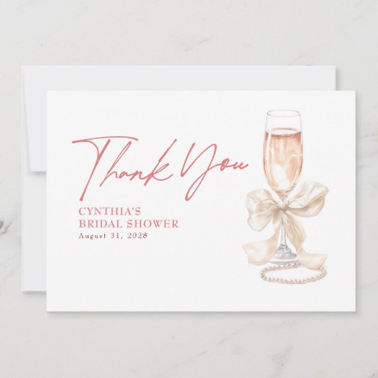 Elegante witte boog Prosecco Vrijgezellenfeest Dan Bedankkaart (Voorkant)