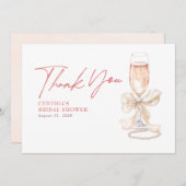 Elegante witte boog Prosecco Vrijgezellenfeest Dan Bedankkaart (Voorkant / Achterkant)