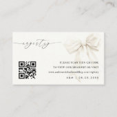 Elegante witte boog QR-code huwelijkscadeau regist Informatiekaartje (Voorkant)