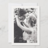 Elegante witte boog sla de datum op met foto save the date (Achterkant)