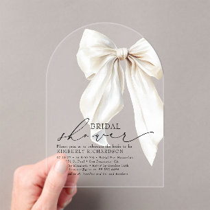 Elegante witte boog Vrijgezellenfeest Chic Cream Acryl Uitnodigingen