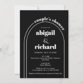 Elegante witte boog zwart bruiloft paar's douche kaart (Voorkant)