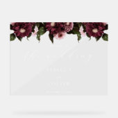 Elegante witte bordeauxrode bloem bruiloft acryl bord (Voorkant)