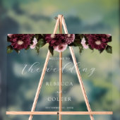 Elegante witte bordeauxrode bloem bruiloft acryl bord (Neutraal)