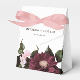 Elegante witte Bourgondische bloemenbruiloft Bedankdoosjes