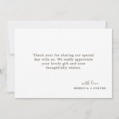 Elegante witte Bourgondische bloemenbruiloft Bedankkaart (Achterkant)