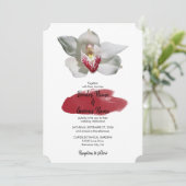 Elegante witte Bourgondische orchidee trouwuitnodi Kaart (Staand voorkant)